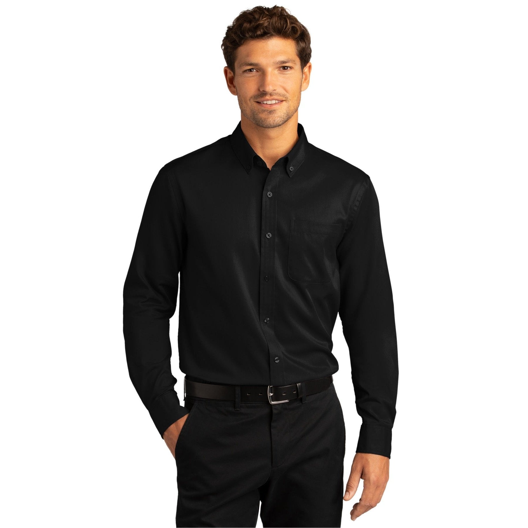 Port Authority-Port Authority® Long Sleeve SuperPro React™ Twill Shirt. W808-MedTech-4
